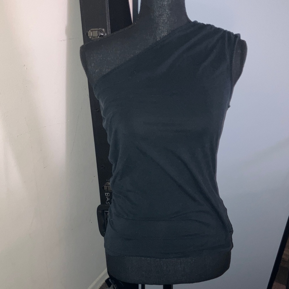 a new day Black One-Shoulder Tank Top